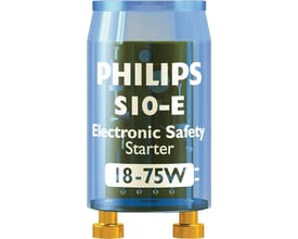 Philips Lighting elektronisk starter S10-E til lysstofrør med blå, gennemsigtig kolbe og to ben, 18-75 W.