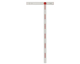 Hultafors PS120 gipsvinkel i 120 cm, fuldt udfoldet og vist fra oven med detaljerede millimeter- og gradgraderinger.