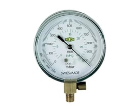 Refco 19800-SV vakuummanometer med rund, hvid måleskive, viser og gevindtilslutning nederst.