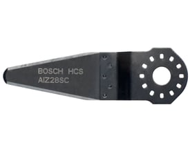 Nærbillede af Bosch AIZ 28 SC HCS savklinge med skarp dobbelt-sidet klinge og Starlock-montering.