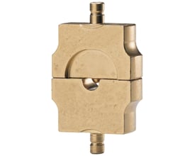 Klauke presseindsats HF 4 i messing, 10 mm², til rørkabelsko og pressemuffer, med synlige samlinger på hvid baggrund.