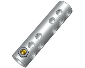 Elpress skruemuffe SC630R til 500-630 mm² runde kabler, med synlig messingknækbolt og sekskantmøtrik på metalcylindret overflade.