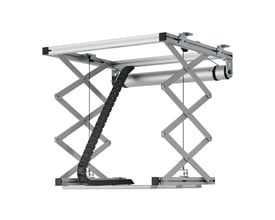 Vogels PPL 2100 projektor lift system med projektor monteret, viser liften og et indbygget loftspanel.