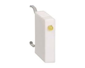 Schneider Electric Rc-led til serie K med 220-250V AC spænding, fremstillet af hvidt plast og metal.
