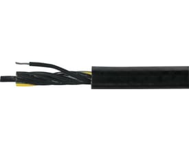 Krankabel 7G1,5 NSHTOEU-J, 1KV, med syv sorte ledere med hvide tal og en grøn/gul leder, sort yderkappe.