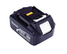 Wavin-batteri til presmaskine UAP3L set skråt ovenfra med mørkt hus, hvide låseflader og synligt Makita-logo.