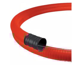 Grainplastics kabelrør 63/52mm DV i rød HDPE med sort samlemuffe og integreret træktråd, 50 meter.