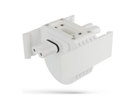 Hvid SpectrumLED LED-konnektor fra Limea Slim-serien med to synlige tilslutninger og skruer på toppen.