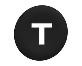 Schneider Electric trykflade i sort med hvidt "T" for Ø30 mm flush trykknaphoveder, med ru overflade.