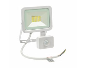 SpectrumLED 20 W LED-projektør med sensor, hvidt hus, synlige LED-dioder og bevægelsessensor.