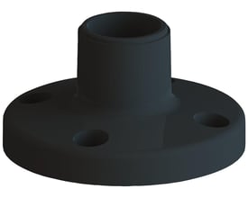 Sort Siemens-fod i plast til gulvmontering af SIRIUS 8WD-signalsøjle, med rund flange og åbning til søjlen.