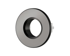 Damixa overløbsring til håndvask i grafitgrå (PVD) med børstet overflade og et indre hul på cirka 22-24 mm.