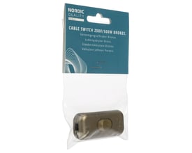 Nordic Quality ledningsafbryder i bronze, 250V/500W, vist i original emballage på hvid baggrund.