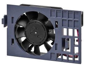 Siemens Sinamics S210 udskiftnings blæser til 400 V 3 AC, ramme størrelse FSB, med sort blæser og grå ramme.