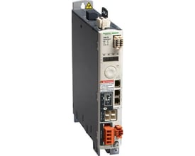 Schneider Electric Lexium 32A servo drev med RJ45-tilslutning og 9A kapacitet, vist på en hvid baggrund.