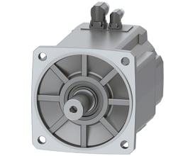 Siemens SIMOTICS S-1FK2 CT servomotor med 40 Nm drejningsmoment og cylindrisk aksel, vist med monteringsflange og to tilslutningsstik.