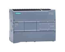 Siemens Simatic S7-1200 CPU 1215C kompakt PLC modul med 14DI, 10DO, 2AI, 2AO og 2 Profinet porte.