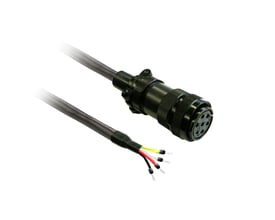 Schneider Electric 3 meter skærmet motorkabel med MIL-stik og afisolerede ledninger til BCH2 motor uden bremse.