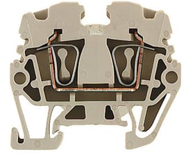 Detaljeret tværsnit af Weidmüller ZDUA 2.5-2 Mini gennemgangsklemme, der viser fjedermekanismen og ledningsføring.