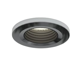 Ansell Lighting frontring og indsats til Prism Pro Mini AntiGlare, med krom finish og mat sort indre ring. Diameter 55 mm.
