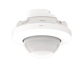 Niko P46LR DALI-2 tilstedeværelsessensor i hvid til indbygning, med synligt Niko-logo og kuppelformet sensorområde.