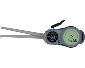 Digital indvendig skydelære med Mitutoyo mærke, måleområde 13-43mm, med hårdmetal kugle og IP67-klassificering.