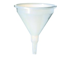 Transparent plasttragt i polyethylen med en diameter på 350 mm og et 32 mm udløb.