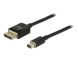 DeLock Mini DisplayPort til DisplayPort kabel i sort, 2 meter langt, med DP 8K certificering.