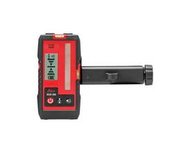 Leica RGR200 detektor til rød og grøn linjelaser med sort og rød front samt sidebeslag.