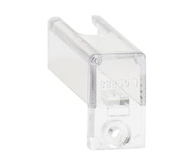 ABB 1-polet terminalafdækning, model Ots40t1, i transparent snap-on design, vist isoleret på hvid baggrund.