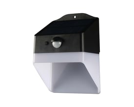 V-TAC Panda solcellevæglampe i sort og hvid med integreret PIR-sensor og solpanel, vist på hvid baggrund.