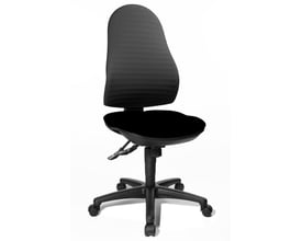 Kontorstol New Flex Point SY i sort med sort polyamid base og synkronmekanisme, fremviser justerbart ryglæn og hjul.