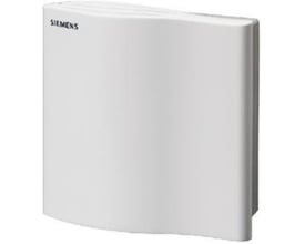 Siemens QAA32 rumføler til temperaturmåling med NTC 3 kOhm sensor i hvid plast på neutral baggrund.
