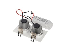 SLV NEW TRIA 2 SET dobbelt LED spot i hvid, vist med driver og fjederclips til montering.