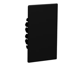 Thorsman TTI-slutstykke ES123/72 i sort ABS plast, passer til 123x72mm kanaler, med synlige fastgørelseskroge på siden.