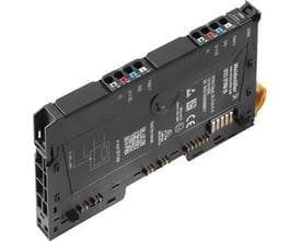 Weidmüller UR20-2CNT-100 digital tællermodul med u-remote system bus interface, vist fra siden med terminaler og mærkning.
