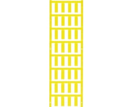 Weidmüller SlimFix ledningsmærker i gul farve, V2 SF 4,5/21 model, på hvid baggrund.