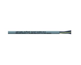 Lapp Ölfleks Classic 130 H kabel med 12 ledere á 0,75 mm², med trykt tekst på den grå yderskal og synlige farvede ledere i enden.