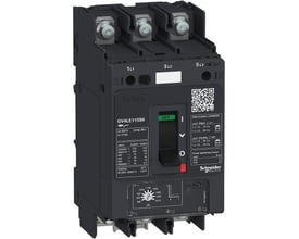 Schneider Electric TeSys GV4LE115S6 motorværn med 115A mærkestrøm og kabelsko, vist med afbryder i 'OFF' position.