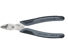 Knipex Electronic Super Knips XL ESD, et par sidebidetang med gråhvide håndtag og blanke stålkæber, ideel til elektronik.