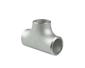 Svejst T-stykke i rustfrit stål AISI 316L, 8" nb SCH 10S, med dimensioner 219.08 x 3.76 mm.