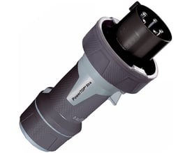 Mennekes CEE stikprop PowerTop Xtra, 5 polet, 125A og IP67-klassificeret, med gummi-greb og synlige kontakter.