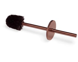 Blue Label toiletbørsteindsats i børstet bronze, set fra siden med sort børstehoved og rundt facetlåg.