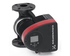Grundfos Magna3 50-60 F N pumpe fra siden, viser pumpehuset af støbejern og kontrolboksens betjeningsknapper.