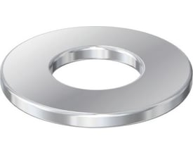 Flamco galvaniseret underlagsskive til M8 bolte med 28 mm ydre diameter og 2 mm tykkelse, vist isoleret.