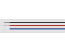 Brun silikoneledning SIF 1x2,5 mm² med sorte, røde og blå kerner på grå baggrund.