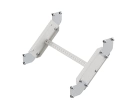 Mita faldstykke 90° LM100 i grå metal med 600 mm længde og R4 serie, vist på hvid baggrund.