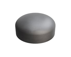 Grå Indura endebund i P265GH stål med mål 355,6 x 8 mm og 165 mm højde, standard EN10253-2 T:B.