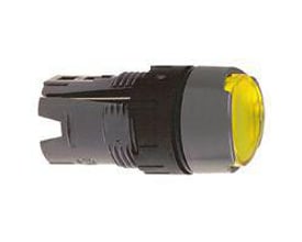 Schneider Electric lampetryk Ø16 mm, rundt gult kiptryk ZB6AF5 med sort plastikhus og IP65-beskyttelse.