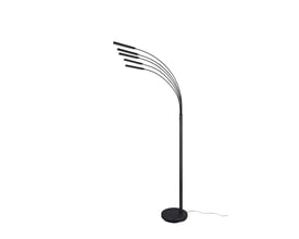 Helstøbt billede af Trio Lighting Reed LED gulvlampe i matsort metal, med fem svungne arme der hver har en lyskilde.